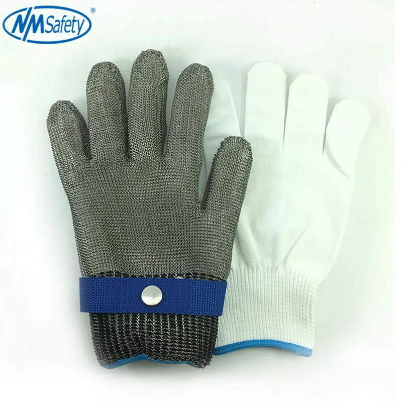 NMSafety Hig качественные защитные перчатки с защитой от порезов перчатки для мясника из нержавеющей стали и металлической сетки - Цвет: SM316L