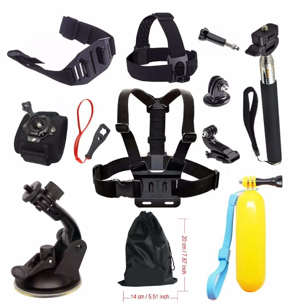 Buy Cheap Accessories kit For Gopro hero 4 5 SJCAM SJ4000 Floating Bobber Chest Head Hand Mount Strap Car Suction Mount Selfie Stick 57