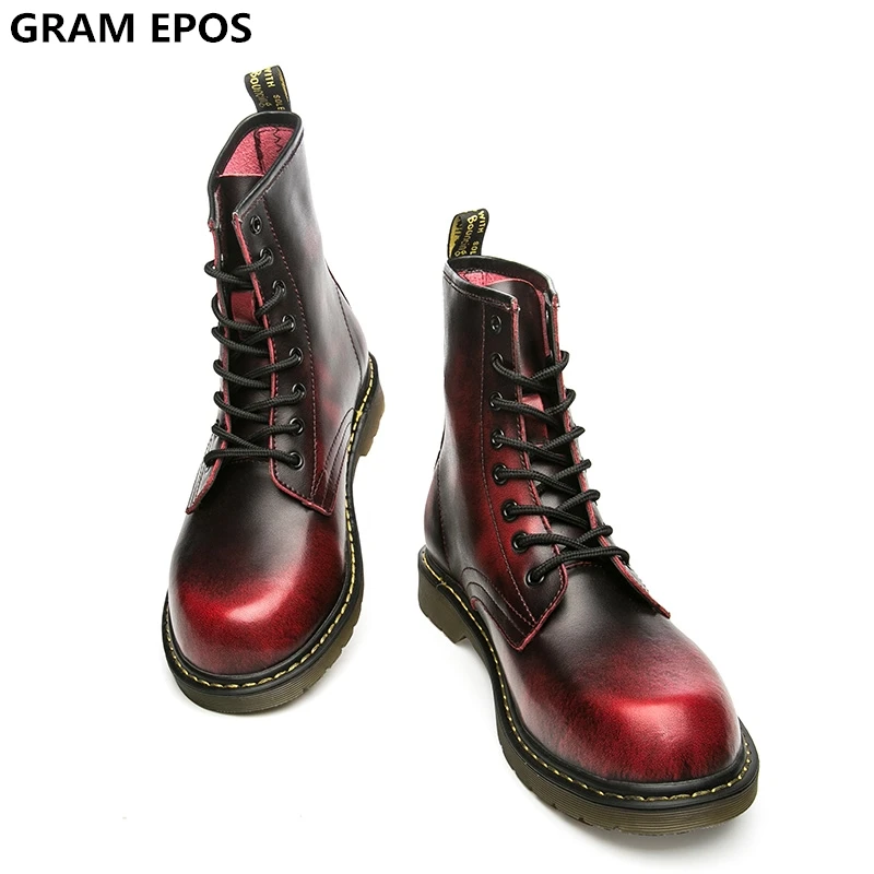 

GRAM EPOS UNISEX Cowhide Split leather Winter Autumn Big Size 45 46 47 WARM PLUSH & NO PLUSH Martin Boots Men high top shoes