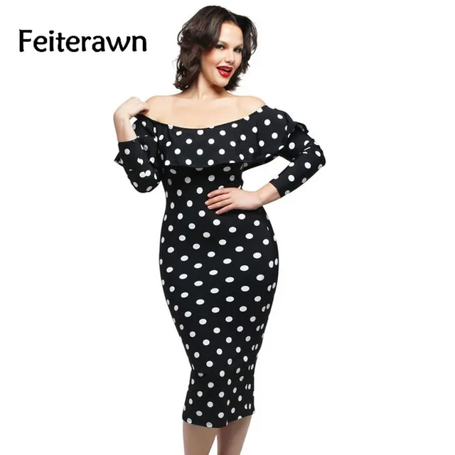 White Polka Dot Dress Off the Shoulder