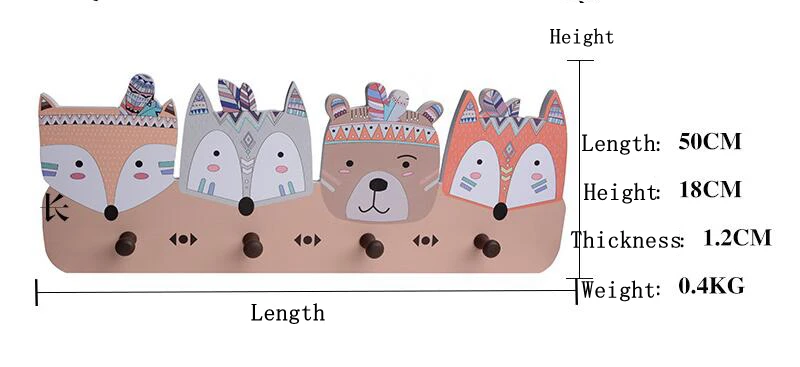Деревянная палатка D в скандинавском стиле и настенная вешалка в виде лисы, декоративный крючок для детской комнаты, деревянная вешалка для ключей, одежда, детское украшение для спальни