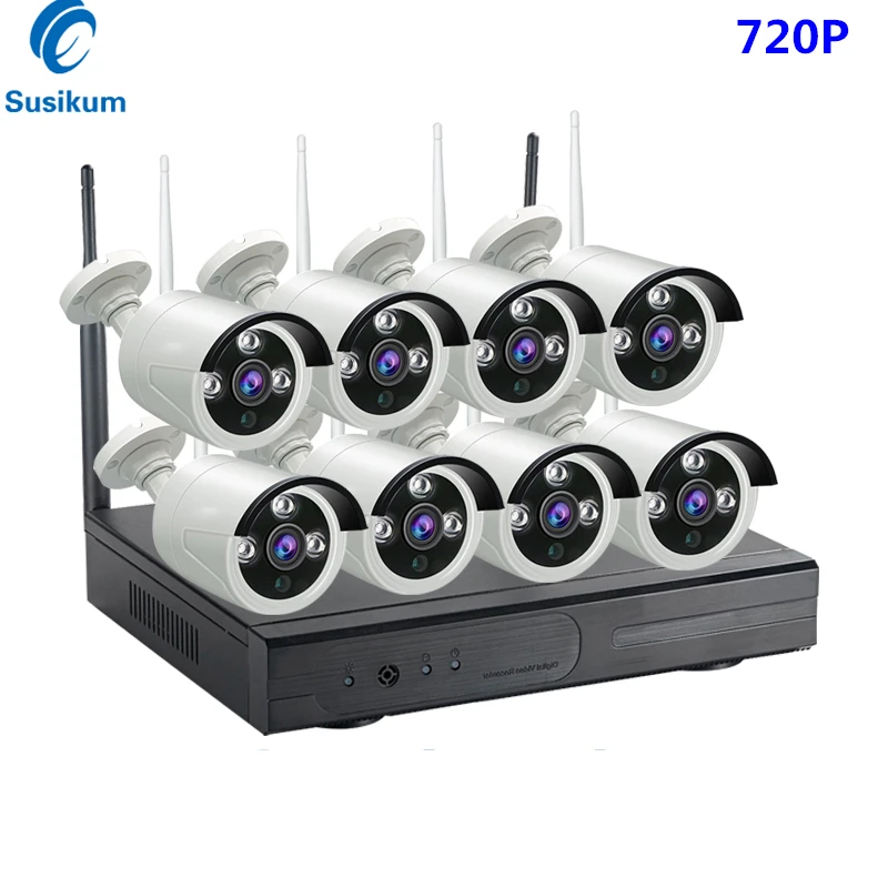 8CH Bullet CCTV System Wireless 720P NVR 8PCS 1MP IR Outdoor P2P Wifi IP CCTV Security Camera System Surveillance Kit 1TB HDD 8CH Bullet CCTV System Wireless 720P NVR 8PCS 1MP IR Outdoor P2P Wifi IP CCTV Security Camera System Surveillance Kit 1TB HDD