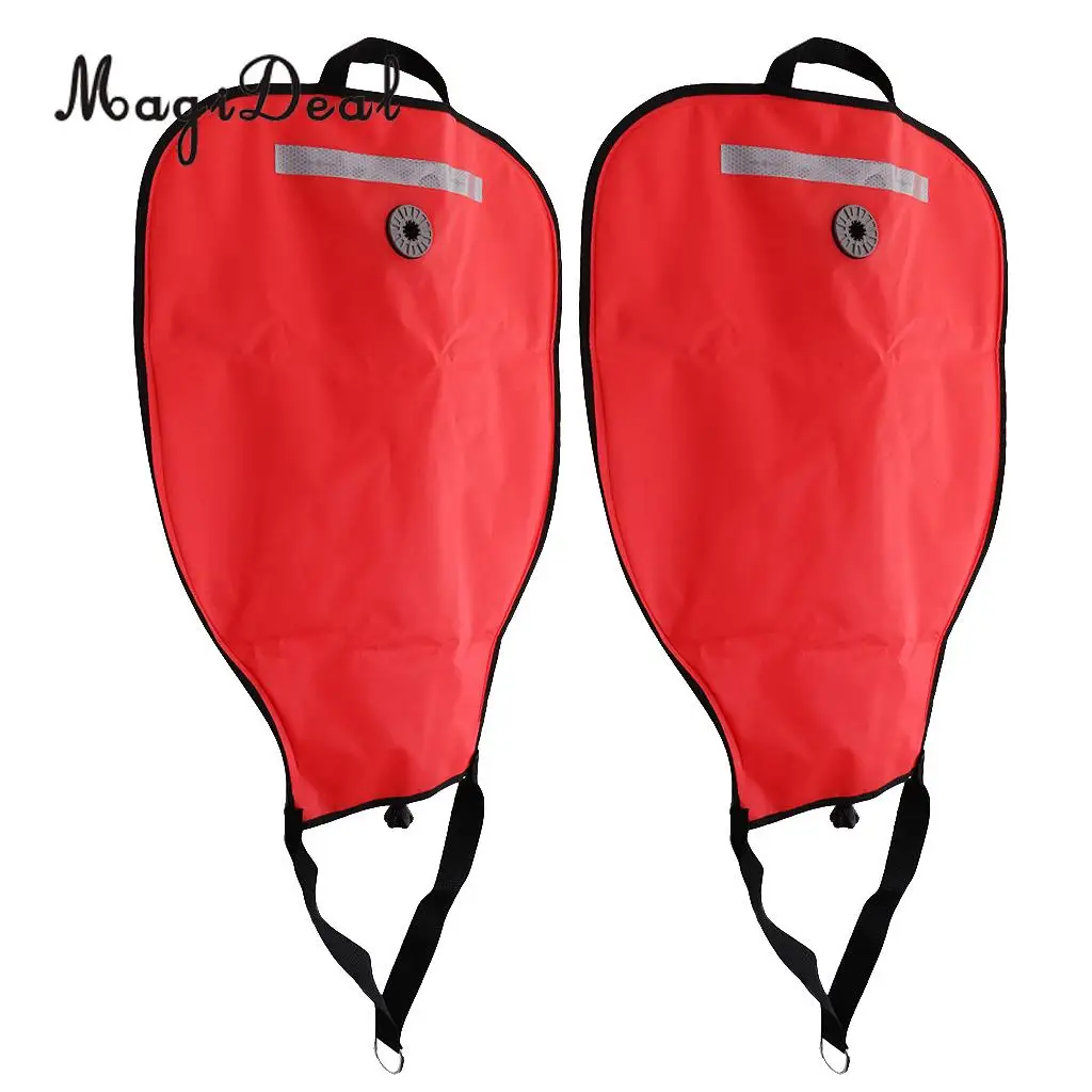 2Pcs/Pack High Visibility & Reflective Scuba Diving Dive 50lbs Salvage Lift Bag SMB Safety Marker Buoy & Dump Valve Red