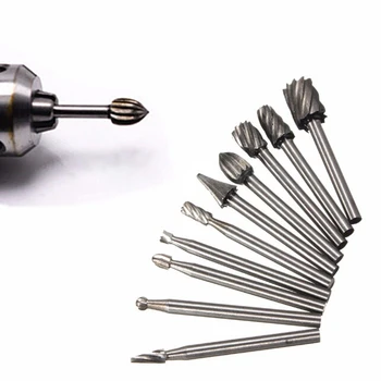 

10x Steel High Speed Burr Grinding Bit Wood Carving Rasp For 1/8 Shank Tool Set