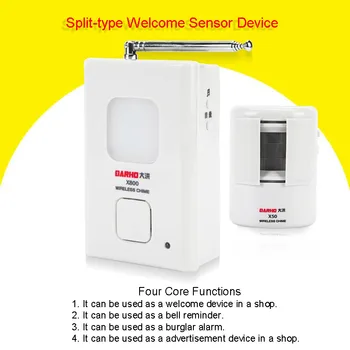 

PIR Doorbell Wireless Infrared Movement Entry Bell Welcome Ring Alarm Chime Motion Sensor Detector Home Store Security Kits