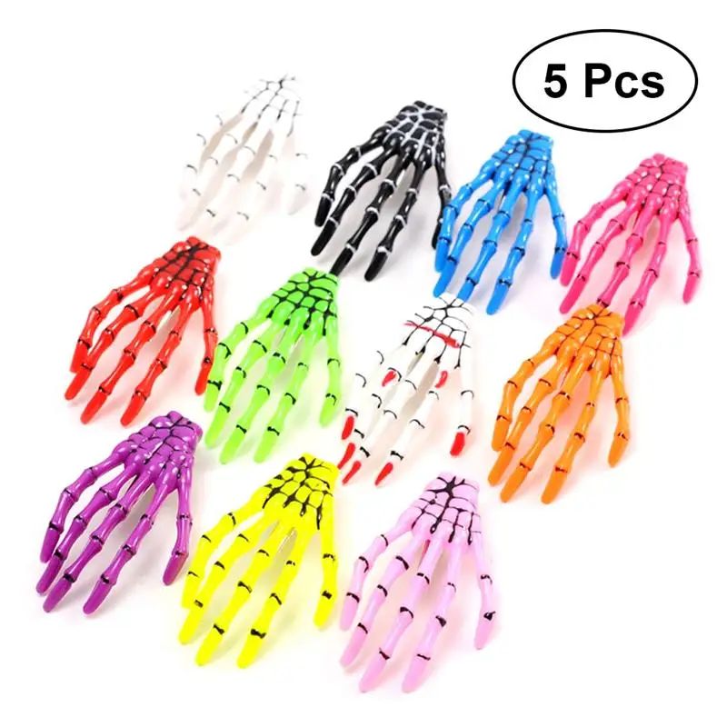 

5PCS Punk Rock Devil Skeleton Clips Creative Claw Hair Clips Ghost Claw Hairpin Hair Accessories Clips (Random Color)