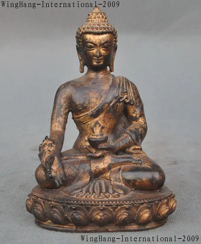 

Old Tibet Buddhism Fane pure Bronze Sakyamuni Shakyamuni Medicine Buddha Statue