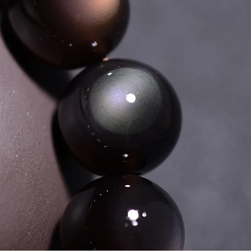 Natural Stone Obsidian Ice Colorful Bracelet For Men Couple Jewelry Round Beads Stretch Women's  Bracelets Bring Wealth Lucky