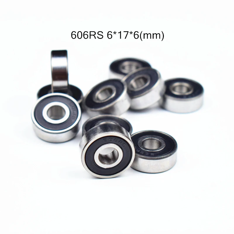 606RS 6*17*6(мм) 10 шт. ABEC-5 подшипник Резиновый Герметичный Миниатюрный Мини подшипник 606 606RS хромированные стальные подшипники