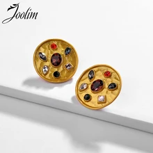 Серьги-гвоздики в стиле барокко с разноцветными кристаллами Joolim