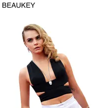 Черный белый крест искусственный шелк Глубокий v-образный вырез Майка трикотажная эластичная повязка короткий топ сексуальный женский жилет