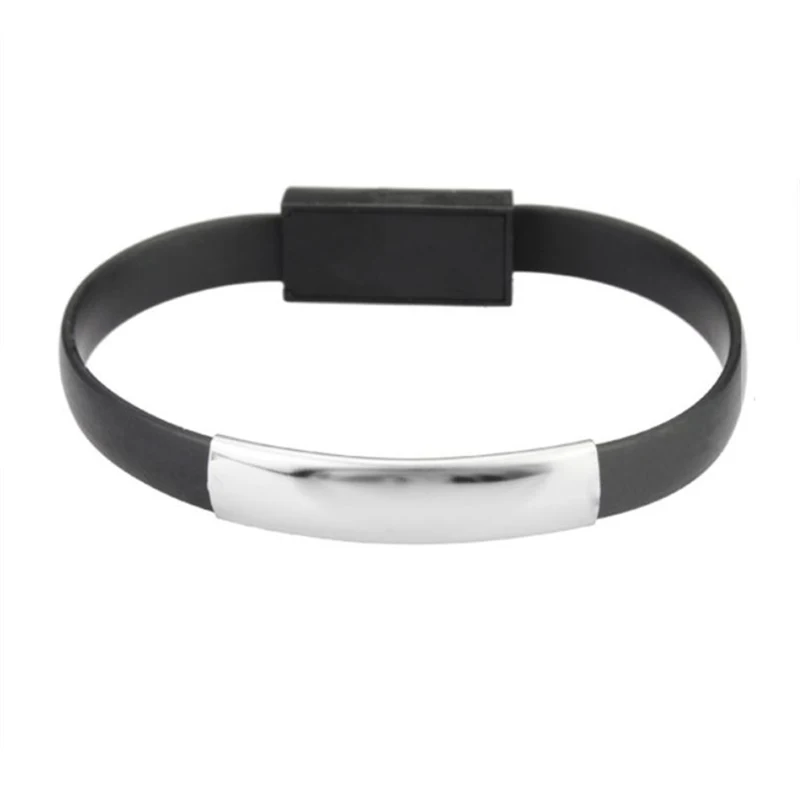 

Hot 1 Pcs Black Bracelet Micro USB Cable Wire Sync Data Charger Cord USB Cable For Android