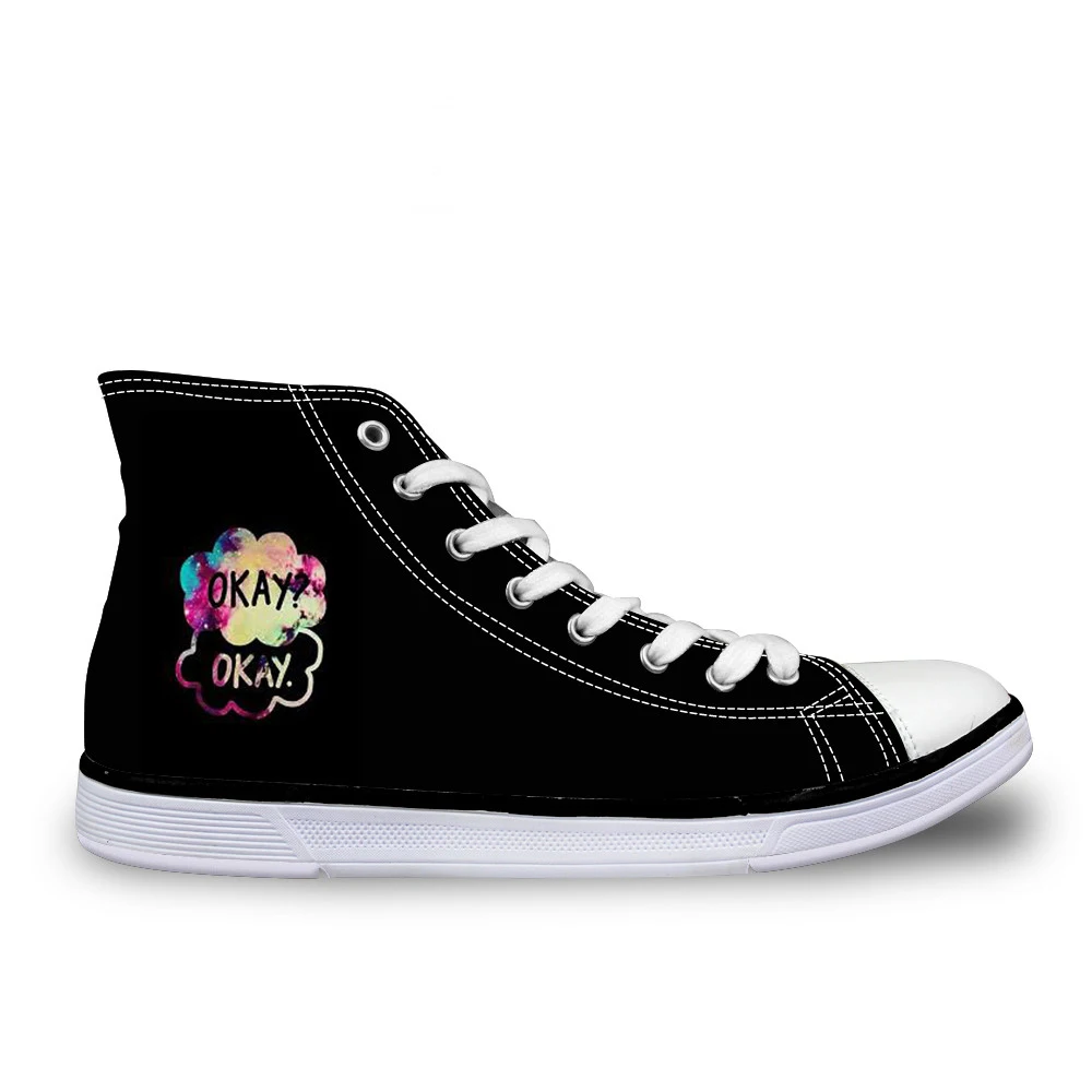 

Customized Custom Names High-top Vulcanize Shoes Casual Lace-up Canvas Shoes for Men Students Flat Shoes Cool Cats Print Flats