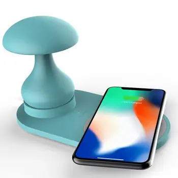 

Wireless Charger Multi-function Three-in-one 10W Fast Charge Wireless Charging Mushroom Light Table Lamp Color Night Light