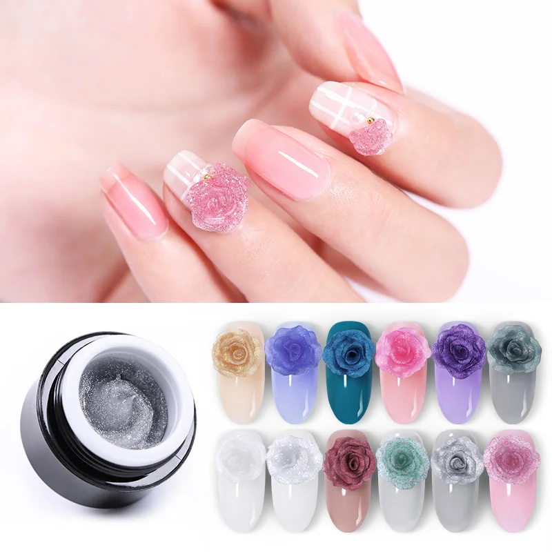 

BORN PRETTY 5ml Shimmer Carve Gel Polish White Pink Green Color Design Soak Off UV Gel DIY 3D Nail Art Gel Varnish