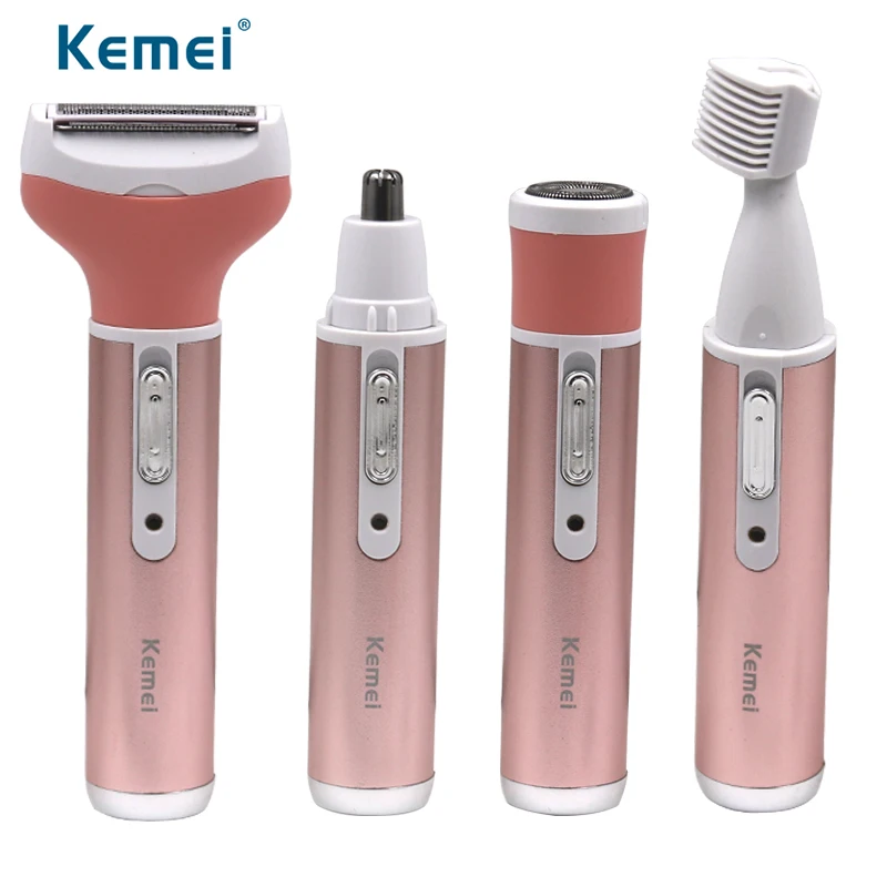 

Kemei 4 in 1 Electric hair trimmer Rechargeable nose hair trimmer Portable Facial Hair Removal Shaver women