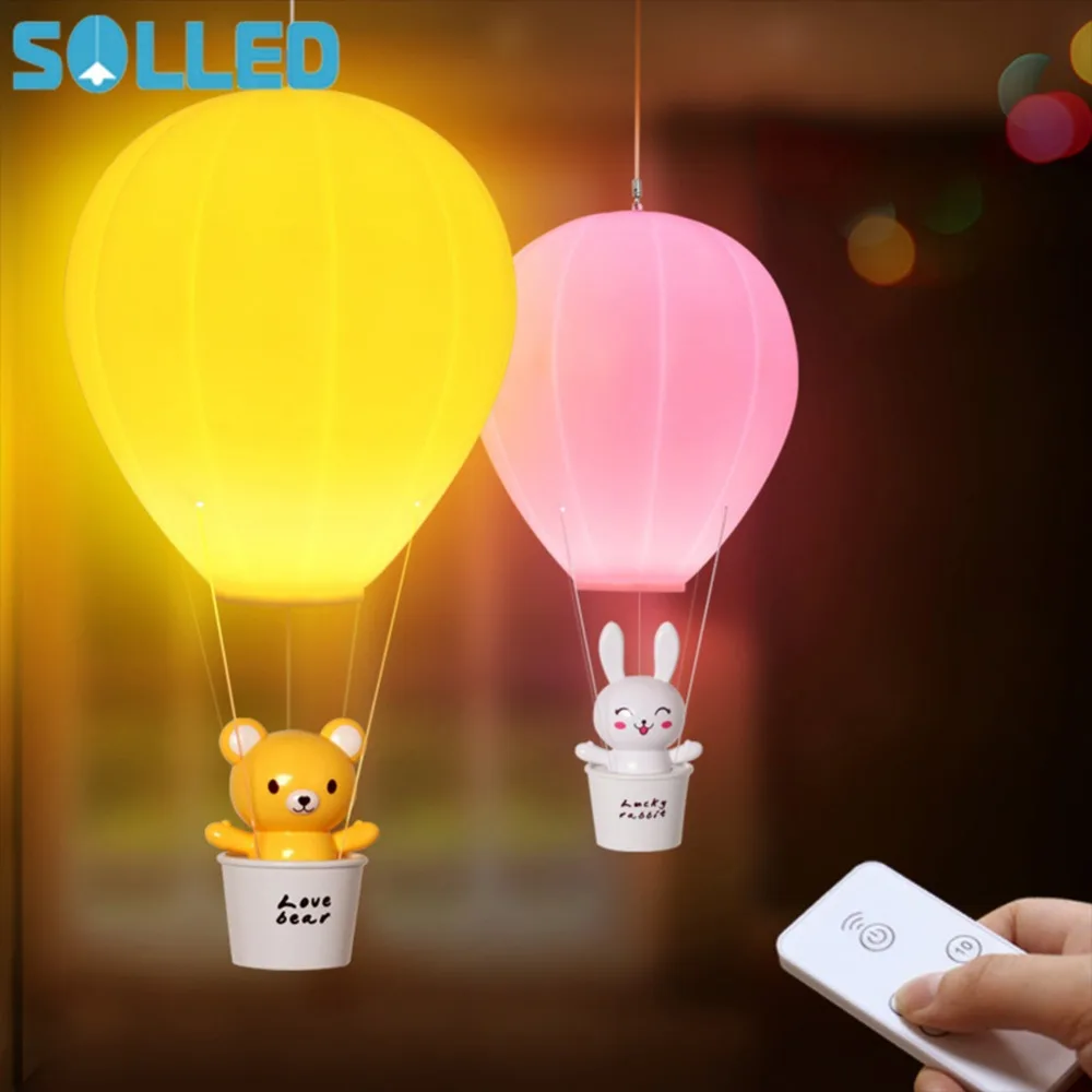 

SOLLED LED Rechargeable Hot-air Balloon Night Lamp with Remote Control Kids Bed Light Home Decoration Baby's Gift