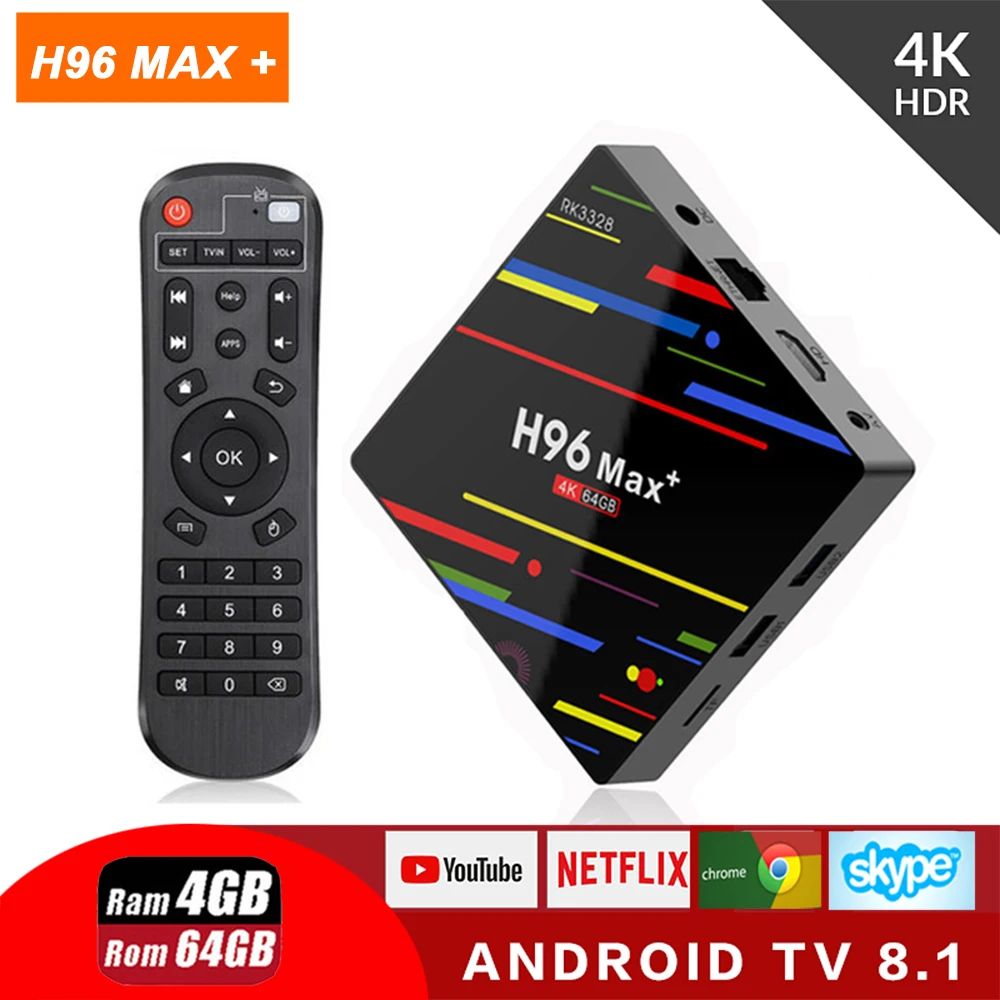 

H96 MAX Plus RK3328 Android 8.1 TV Box 4GB Ram 64GB ROM Smart 4K set top box 2.4G/5G WIFI H96Max + BT Media player