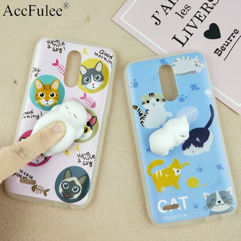 

For LG K8 2017 Squishy Funny Cat Case For LG K8 Novo Dual X240 X300 M200N 5.0" Cartoon Cute TPU Cover Mobile Phone Bags Cases