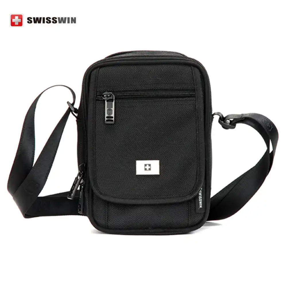 Swisswin ブランド バッグ メンズ ショルダーバッグ 9 インチ ブラック ナイロン メッセンジャー バッグ小さな カジュアル ビジネス クロス ボディ バッグ用男性ハンドバッグ Bag Ziplock Bag Speakerbag Pucca Aliexpress