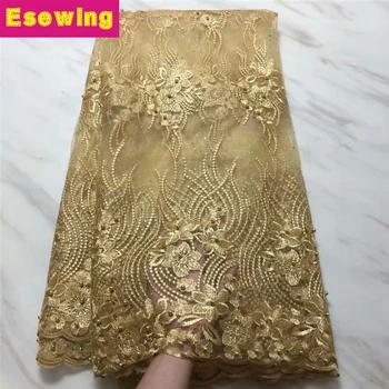 

2018 High Quality Beads Nigerian Lace Fabric New design African french Lace Fabric Stones French net Lace Fabric for party Dress