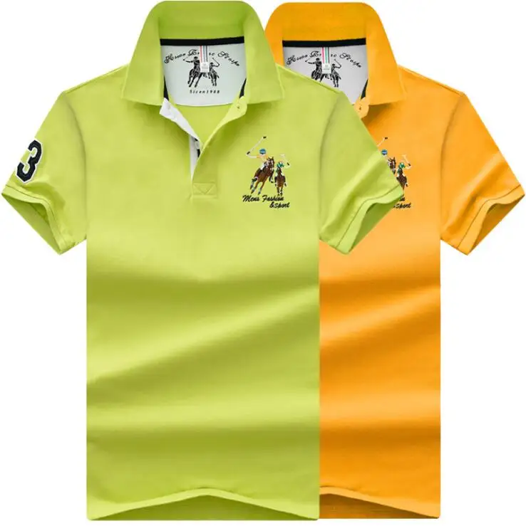 

2019 Sell well Luxury horse embroidery Breathable Polo shirts Business plus size Soft Cotton solid Polo Men men short sleeves