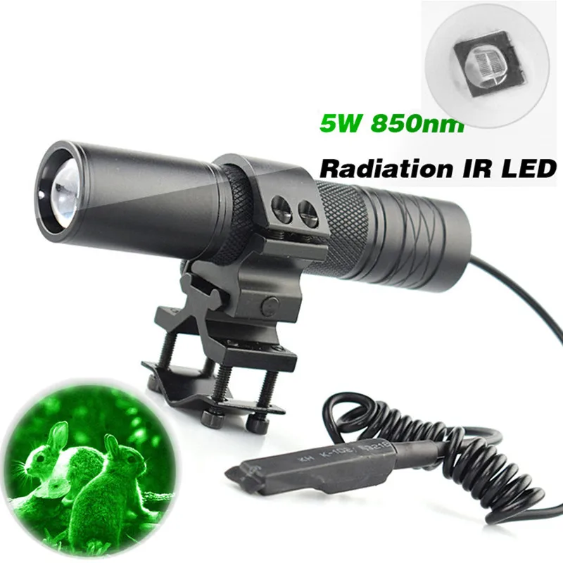 5W Torch 850nm Zoom Infrared Radiation IR LED Night Vision Flashlight