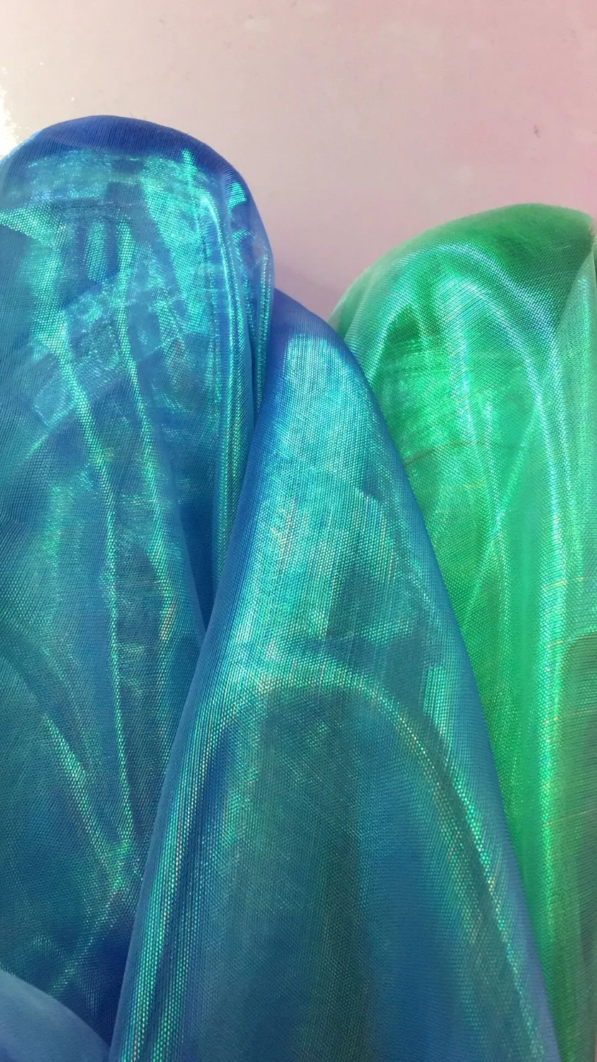 

Metallic Iridescent 2 Tones Stretch Mesh Net Fabric Material 150*100cm