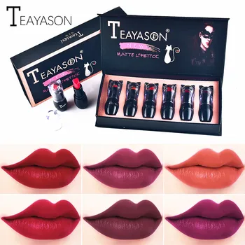 

Teayason makeup lipstick set 6pcs with gift box heart lip cream waterproof long lasting batom matte nude brown lipstick AM085