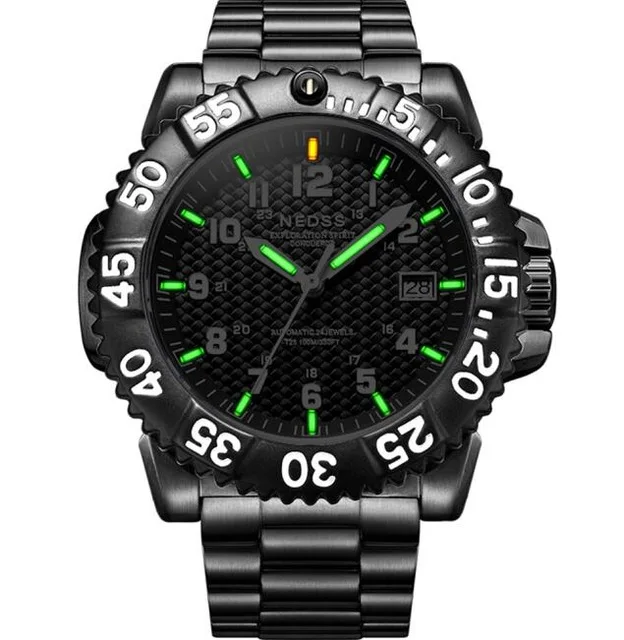 Роскошные Лидирующий бренд NEDSS Swiss H3 Тритий часы автоматические механические наручные часы сапфир 100 м водонепроницаемые часы для мужчин - Цвет: Розовый