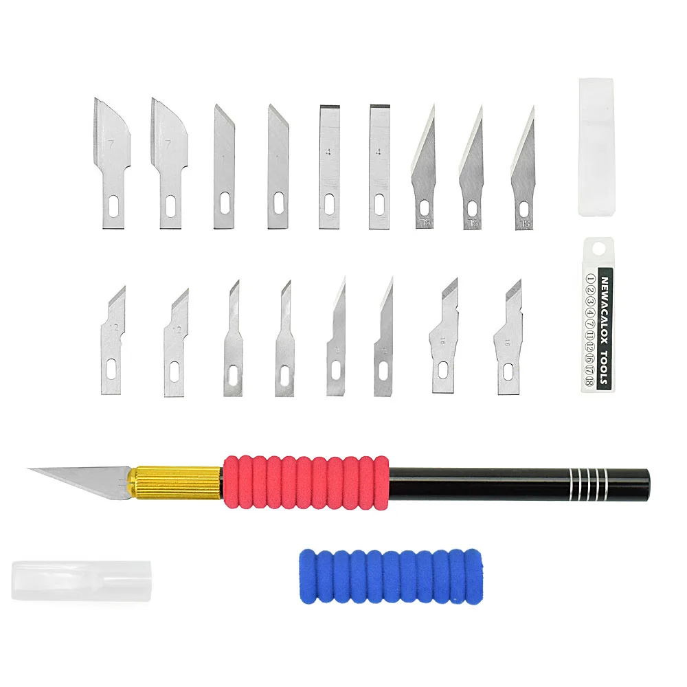 NEWACALOX алюминиевый прецизионный нож для рукоделия с 18 лезвиями для хобби для художественной работы, резки, поделок, скульптура, модель Repairi - Цвет: Black