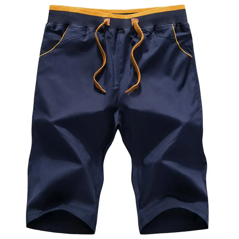 Однотонные мужские шорты 4XL летние мужские s Пляжные Шорты хлопковые повседневные мужские шорты homme брендовая одежда - Цвет: Синий