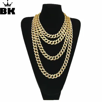 

HipHop Gold silver color 15mm Choker Cuban Chain Mens 18inch 20inch 24inch 30inch Miami Cuban Link Chain BlingBling Jewelry