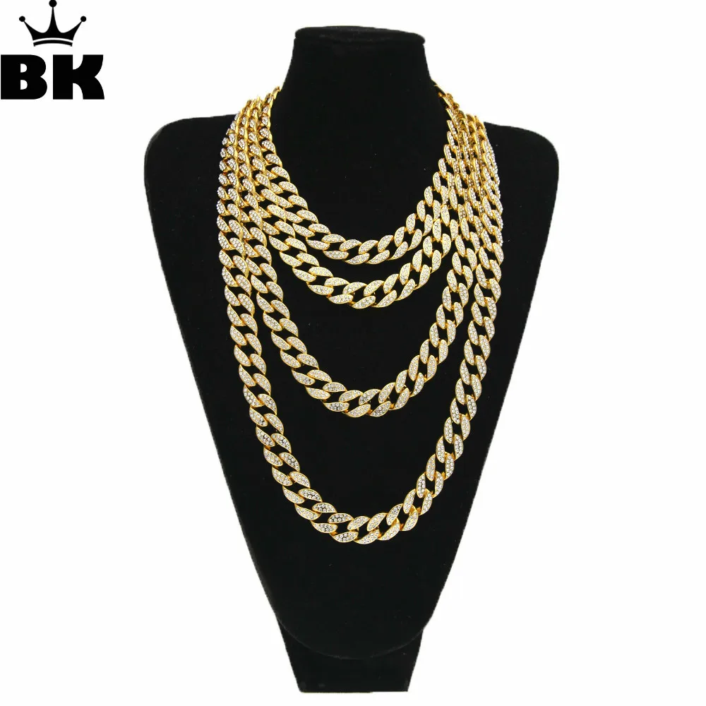 Cena HipHop złoty srebrny 15mm Choker kubański łańcuch mężczyzna 18 cal 20 cal 24 cal 30 cal Miami kubańska Link łańcuch bling bling biżuteria