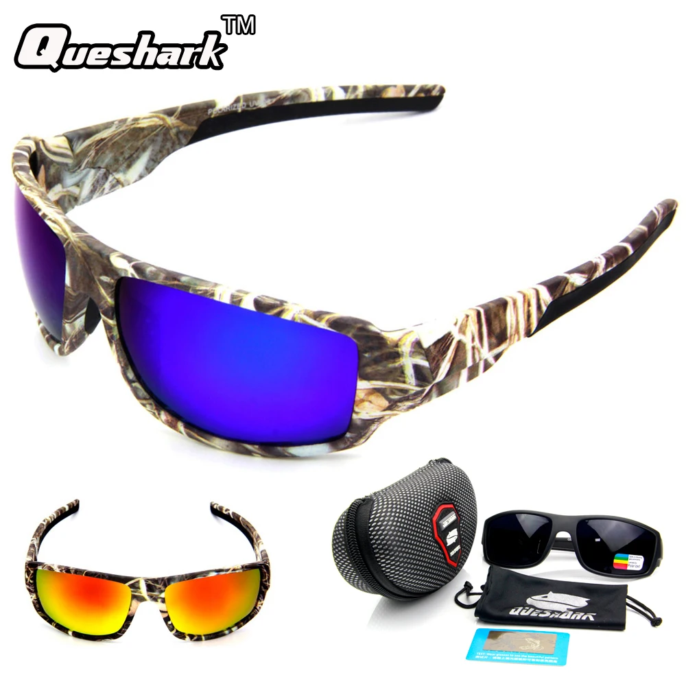 QUESHARK Polarized Camo Fishing Sunglasses Outdoor Camping Sports
