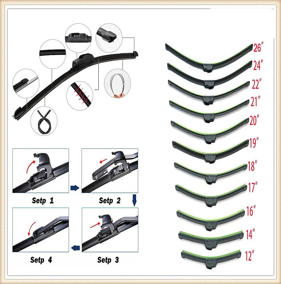 Car U type Frameless Bracketless Rubber Wiper Blade for Infiniti G37