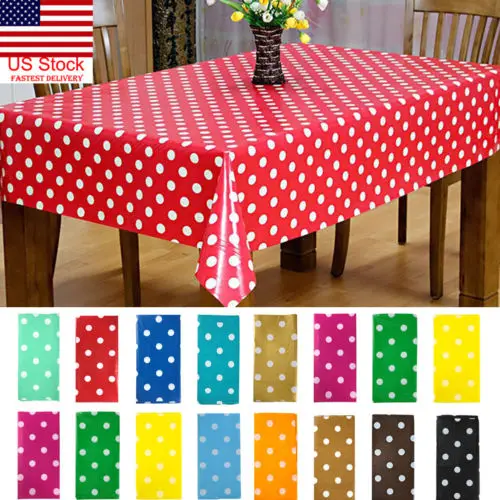 

New Waterproof Rectangle Dots Tablecloth Oilproof Table Cover For Wedding Banquet Party Decoration