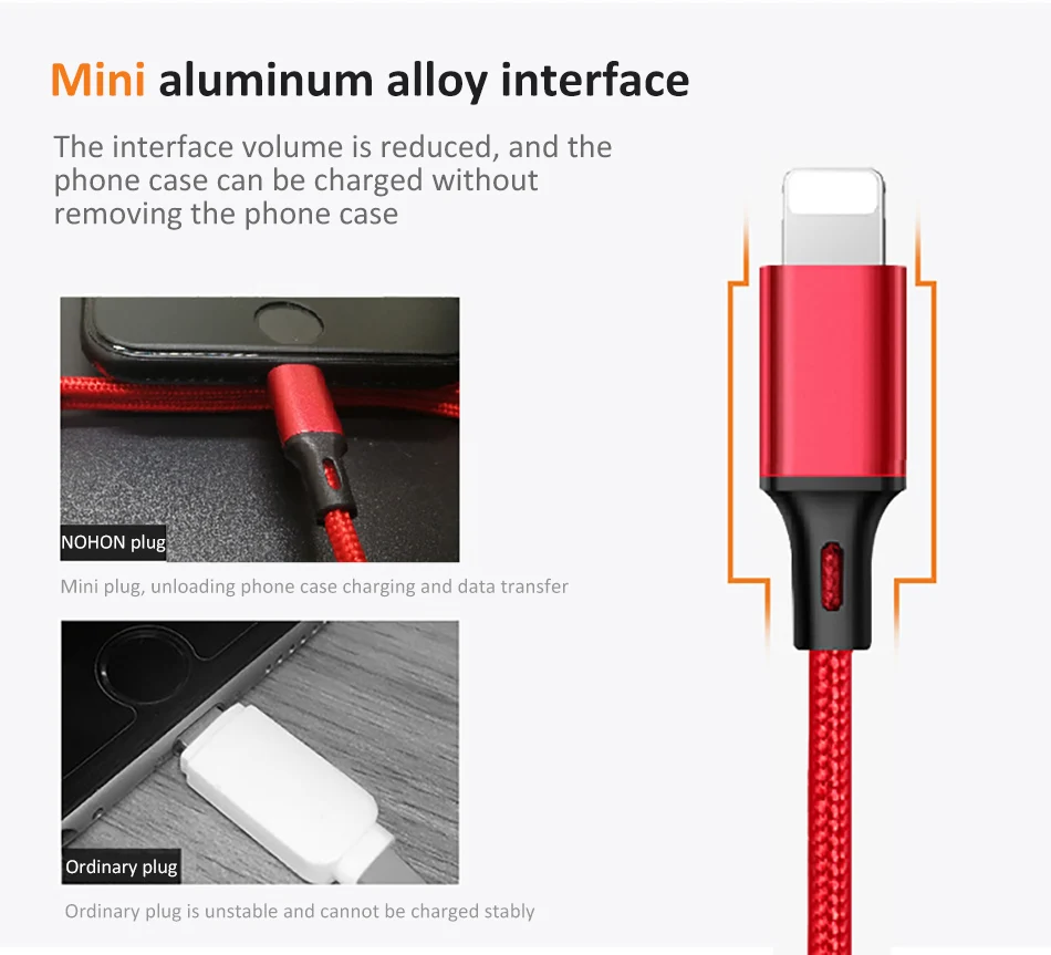 NOHON Nylon Sync Data Charging Cable For iPhone 5 6 7 8 Plus X XS MAX XR Charger Line For iPad Mini 1 2 3 4 Lighting Charge Cord (6)