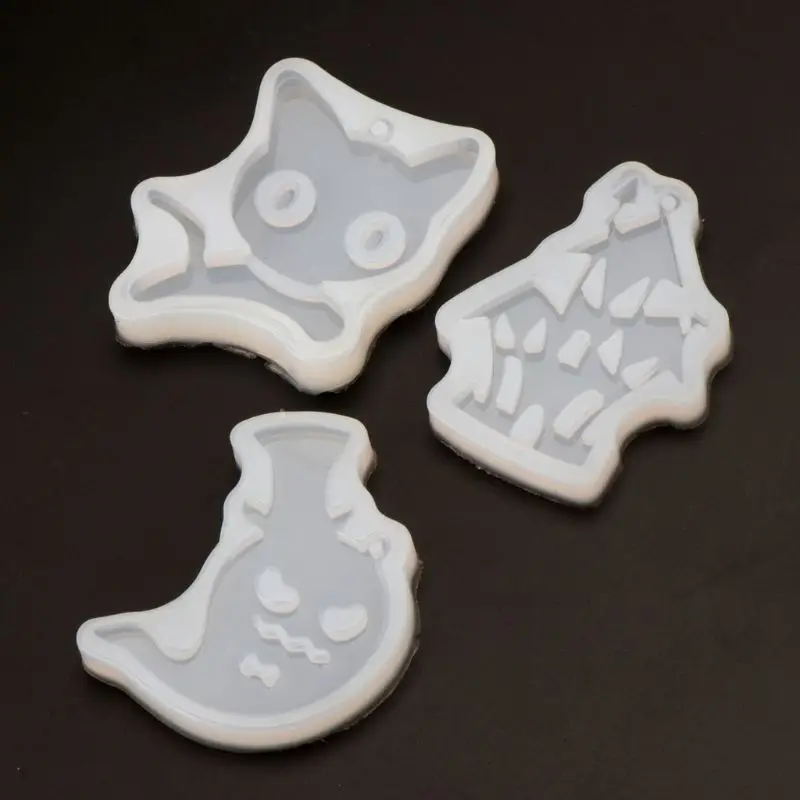 

3Pcs Halloween Cat Ghost Haunted House Silicone Resin Jewelry Molds Craft Tool