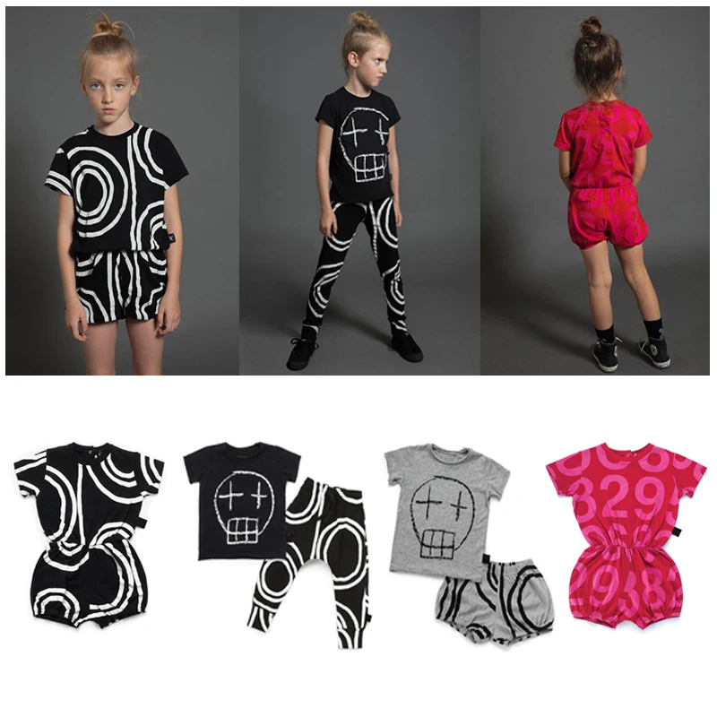 

Girls Clothing Sets Brand Kids 2019 Summer Toddler Boys Clothes Short Sleeve baby T-shirt Pants 2Pcs Suit Children Skull Print