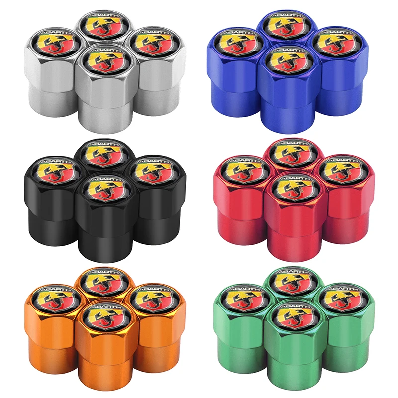 

5pcs ABARTH Car Wheel Tire Valves Tyre Air Caps case badge wheel Dust-proof covers 3D logo Emblem Car styling Auto accessories