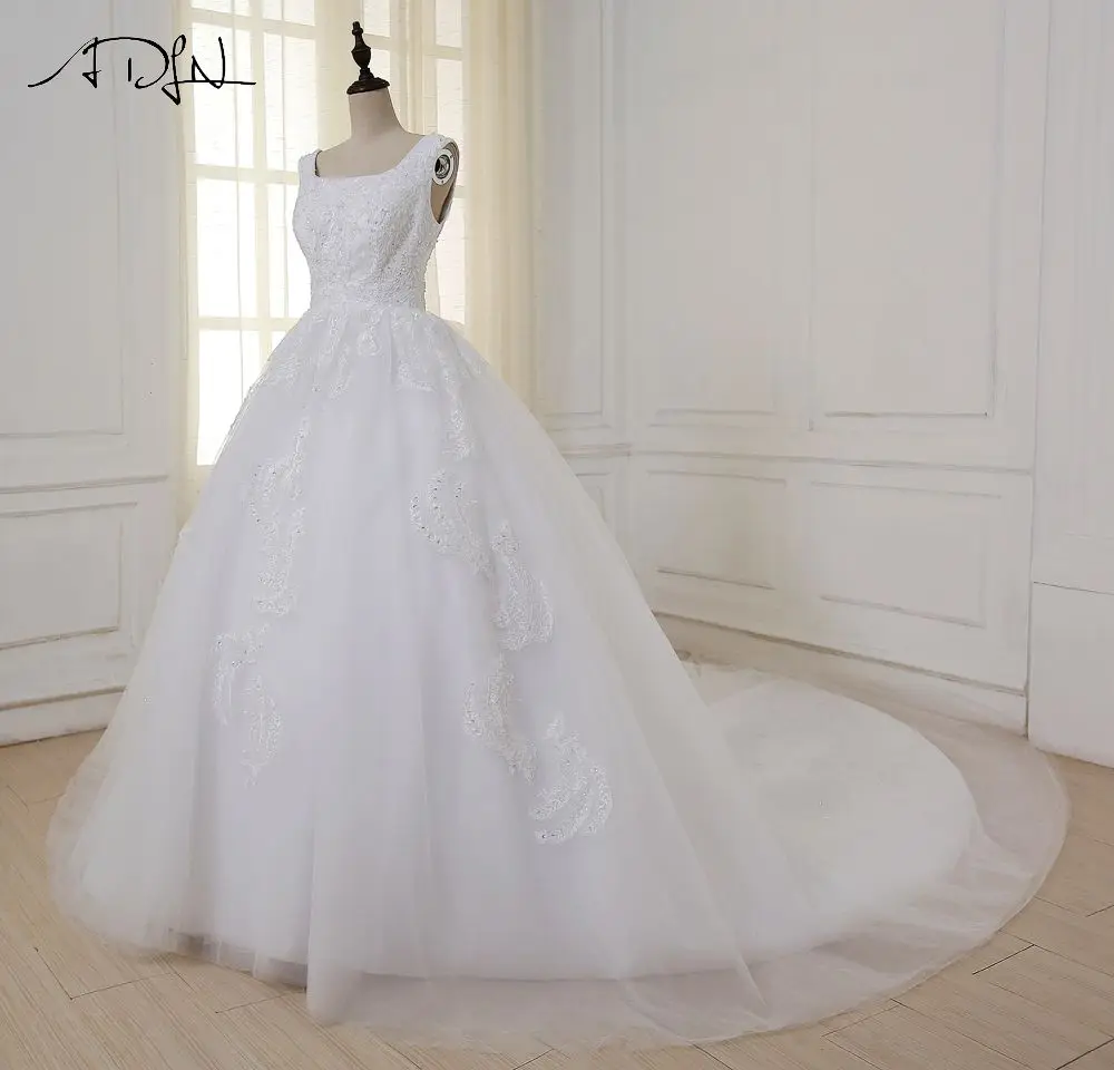 Adln Gorgeous Wedding Dresses Square Neck Sleeveless Cathedral Train Adln Gorgeous Wedding Dresses Square Neck Sleeveless Cathedral Train Ball Gown Dress Back Zipper With Ons In From Weddings