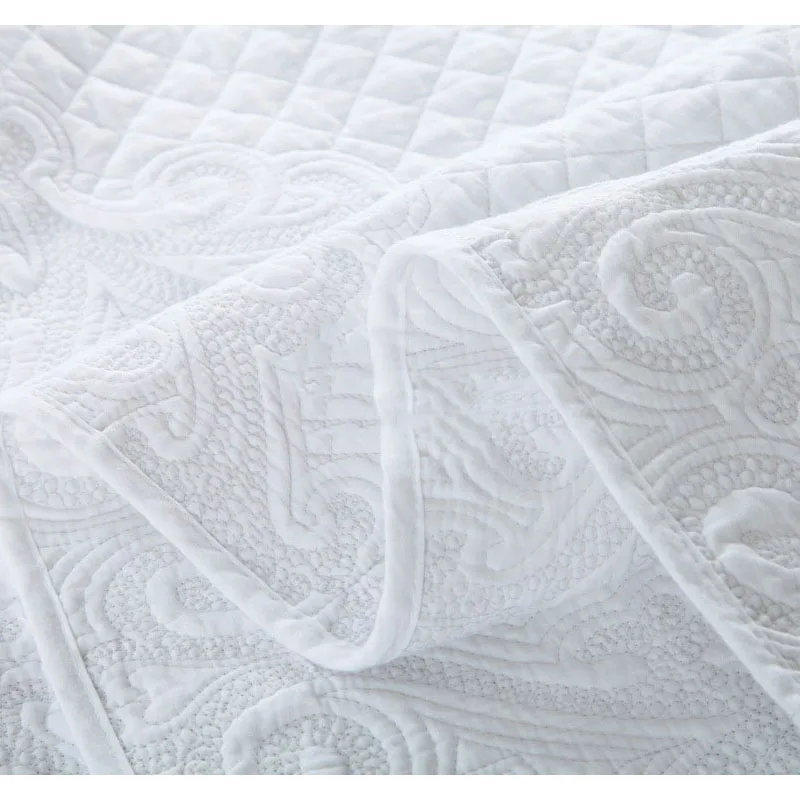 CHAUSUB Франция белый набор стёганых одеял 3 шт. стираное Хлопковое одеяло s покрывало простыни вышитые покрывало подушка Shams покрывало King size