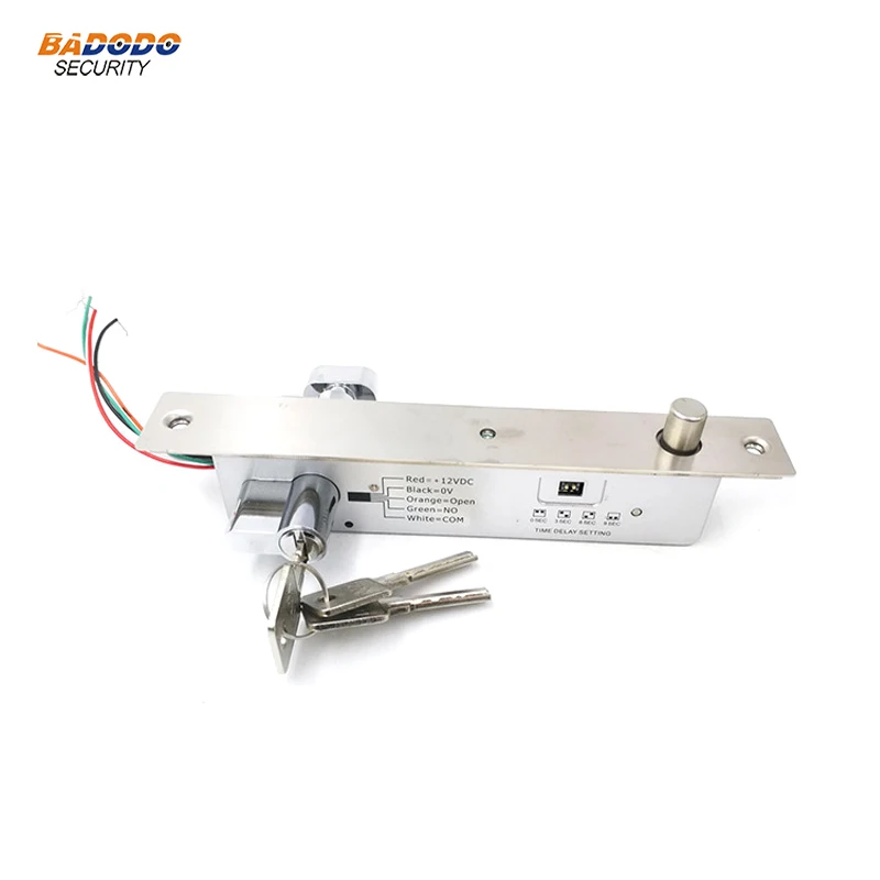 

DC12V Fail Secure Electric Bolt Lock With Mort Lock Cylinder Electric Drop Bolt Lock with mechanical key
