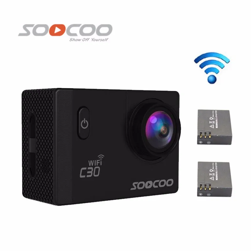 SOOCOO C30 Wi-Fi, со сверхвысоким разрешением Ultra HD, 2 K 2,0 Экран 170/120/угол 90 ° Водонепроницаемый Спорт на открытом воздухе Камера+ экстро аккумулятор 1 шт