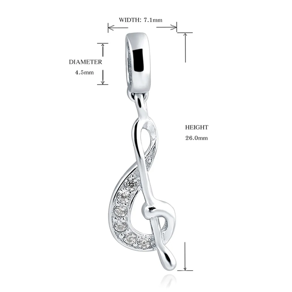 925 стерлингового серебра нот с кубического циркония кулон Fit Аутентичные Pandora Талисманы браслет Бусины для Для женщин Модные украшения