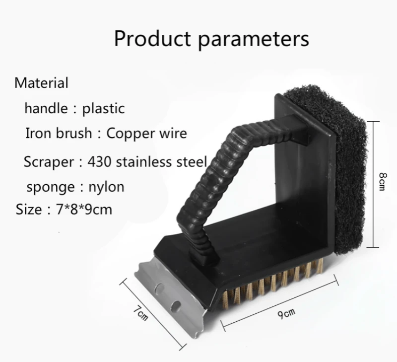 Многофункциональная щетка для чистки барбекю, сетка на гриле, угольная сетка, инструмент для очистки, принадлежности для барбекю с ручкой скребка, 3 шт./партия