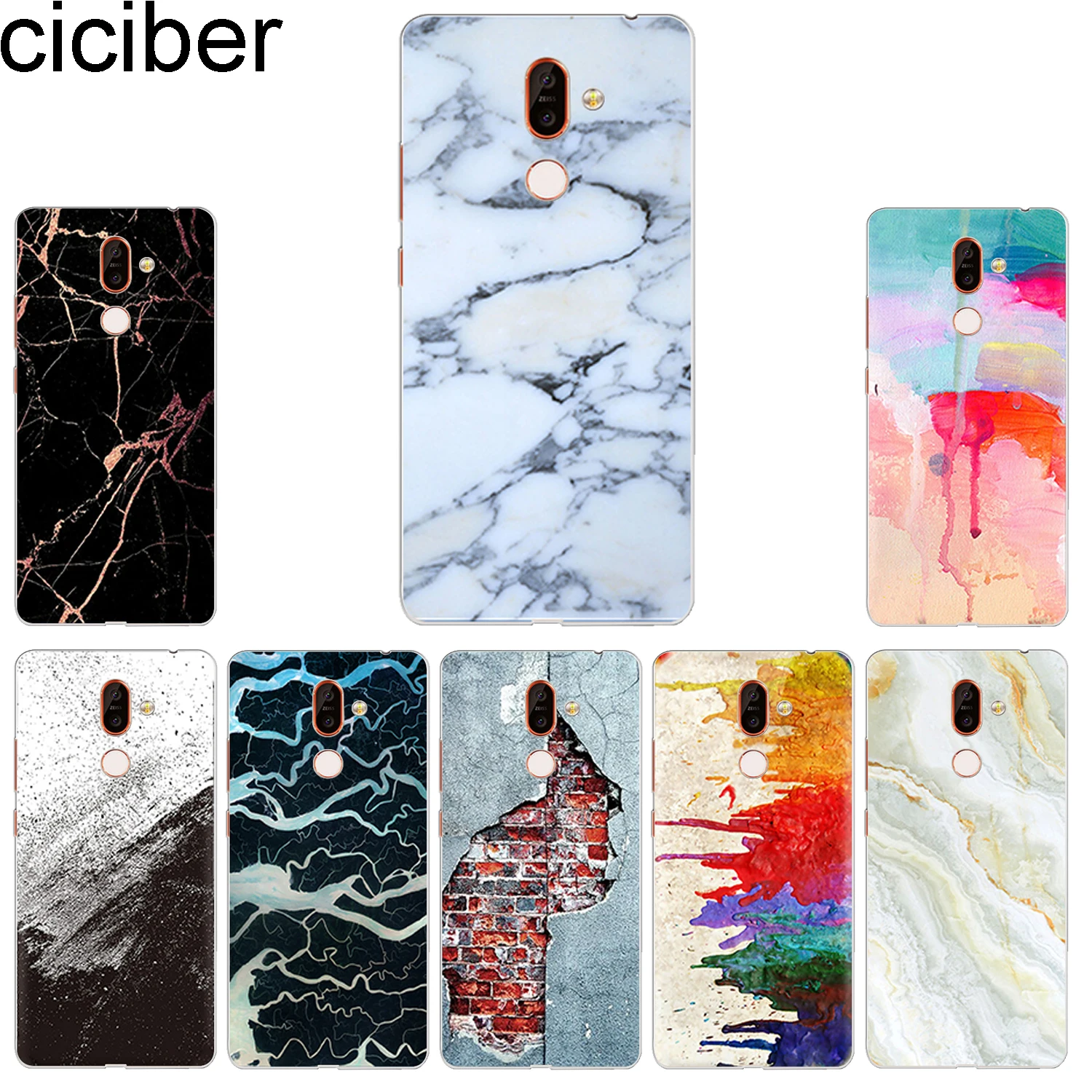 ciciber Phone Case for Nokia 9 PureView 1 2 3 5 6 7 8 Sirocco Soft TPU Back Cover 2.1 3.1 5.1 6.1 7.1 8.1 Plus Marble |