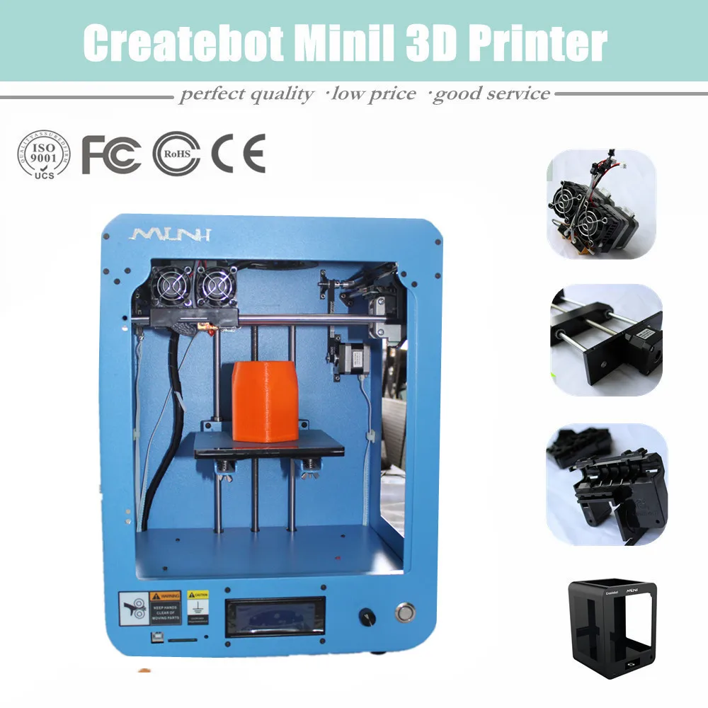  Direct Sale Single or Dual Extruder Createbot Mini 3D Printer For Sale With Free 1kg ABS/PLA 3D Filament and Spare Parts 