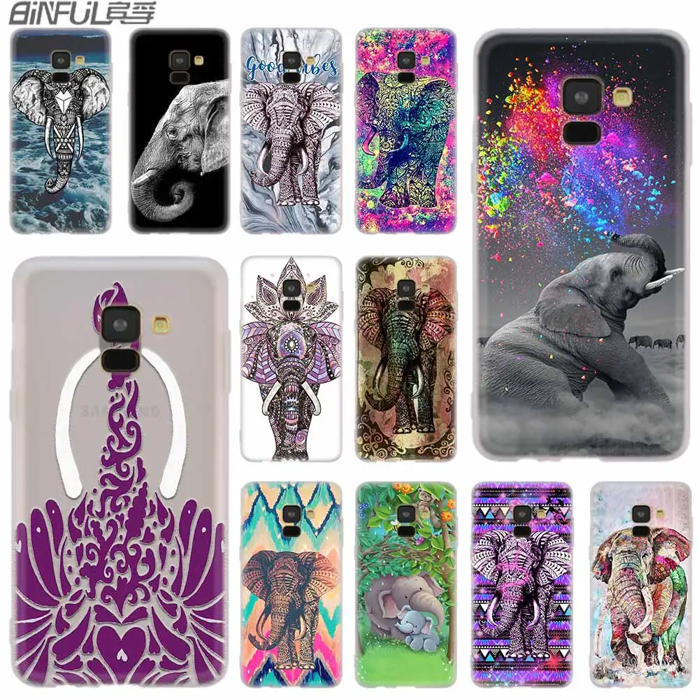 Чехол для Samsung A42 A52 A72 A32 A12 A71 A51 A70 A50 A20 A30 A20S A21S A50S A6 A7 A8 2018 с рисунком слона акварелью